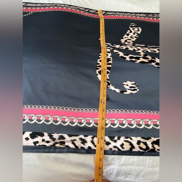 Juicy Couture Long Silky Scarf | Large Logo | Multi Color Leopard Print | NWT. - Picture 7 of 9